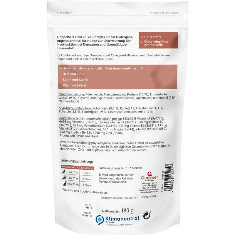 DOPPELHERZ für Tiere Haut&Fell Compl.Chews f.Hunde